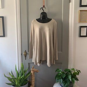 Knox Rose Long Sleeve Asymmetrical Hemline Top Tan